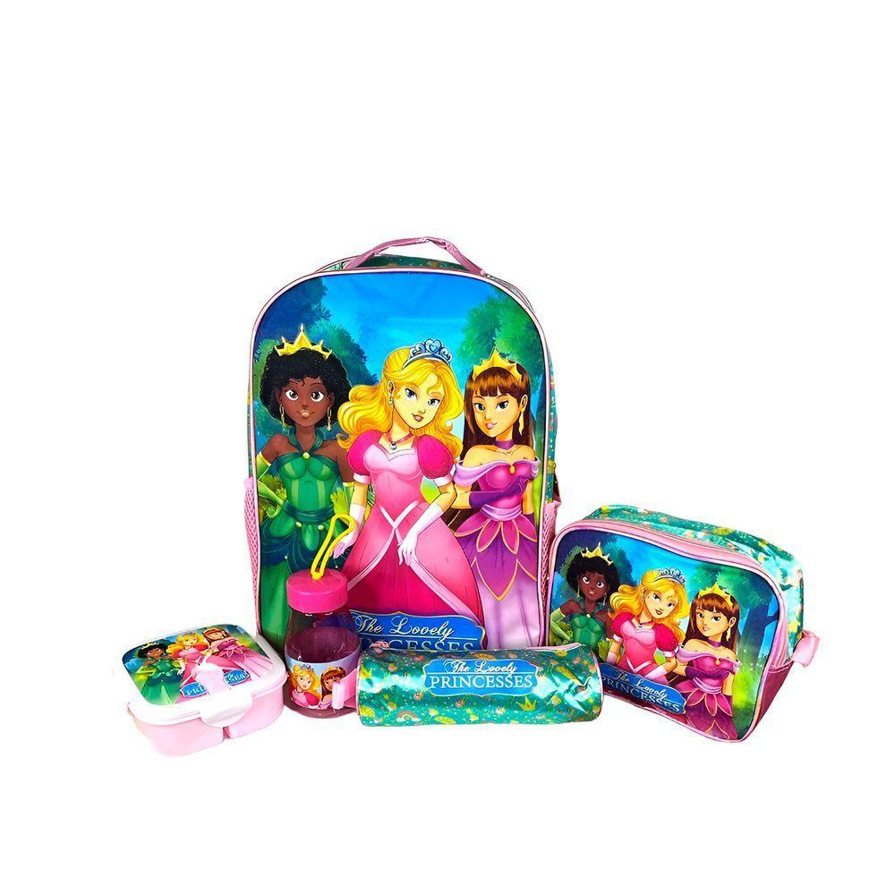 Kit Estojo, Lancheira E Mochila Infantil Princesa Rosa - 7