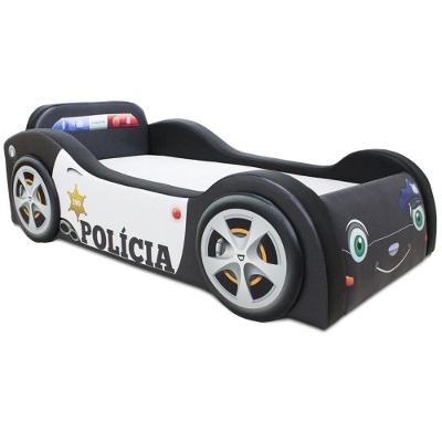 Mini Cama Baby Policia Com Rodas Sobreposta Totalmente Estofada - Preta