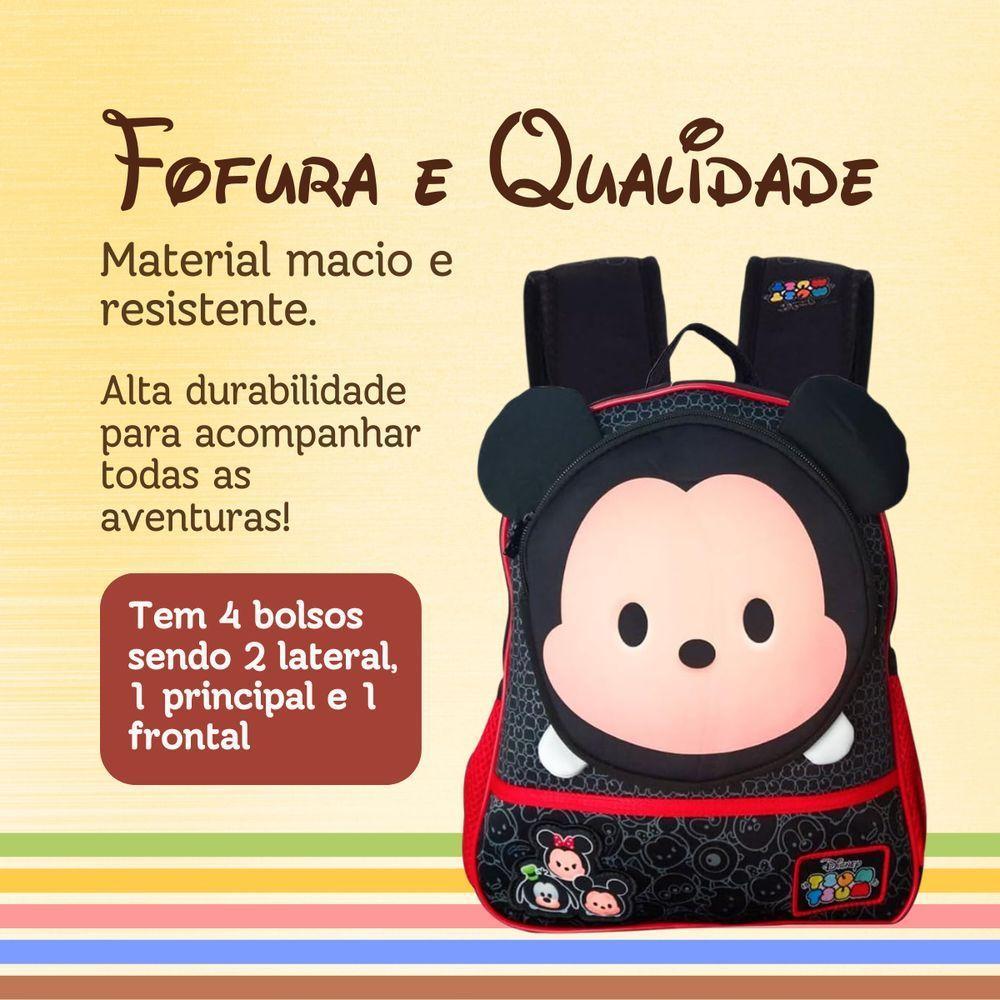 Mochila Escolar Infantil Mickey Mouse Com Orelhinhas 3d - Prática E Confortável - 4