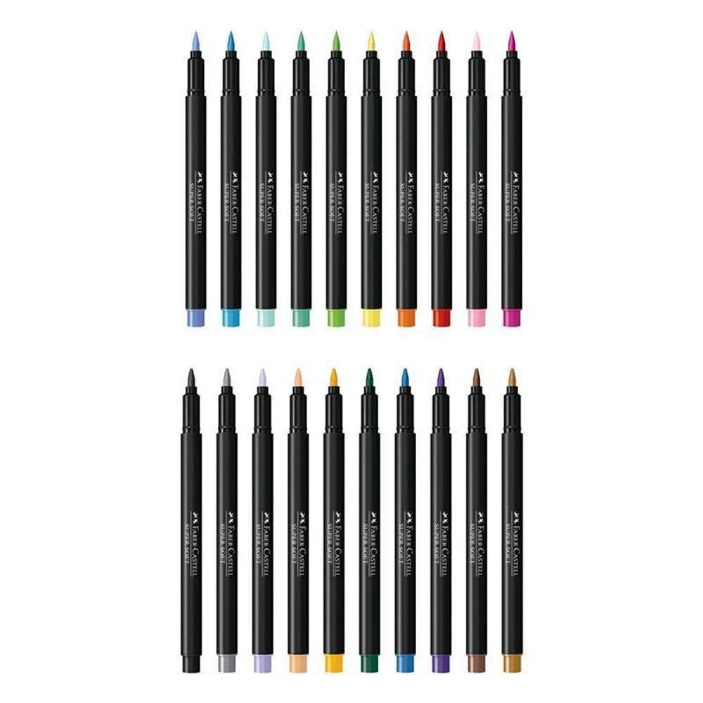 Kit Caneta Hidrográfica Supersoft Brush 150720soft 20 Cores - Faber Castell - 3