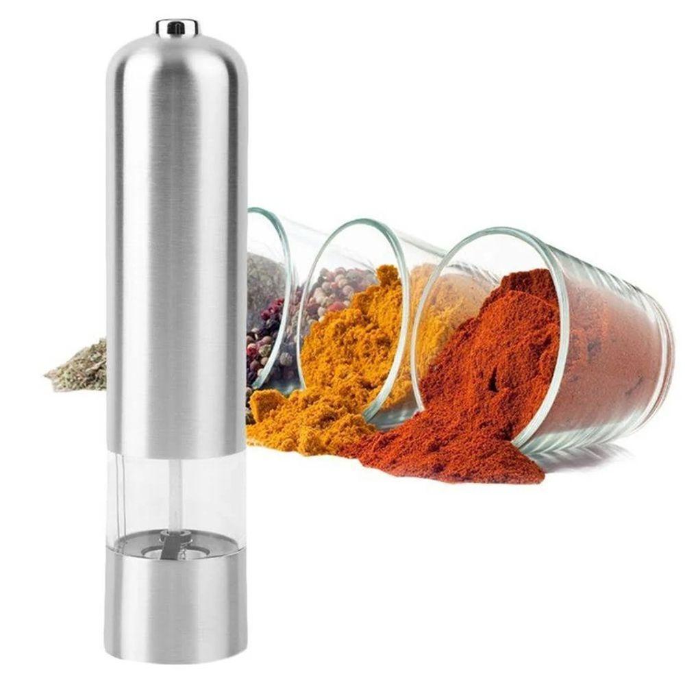 Moedor Pimenta Ou Sal Gourmet Eletrico A Pilha Aço Inox - 1
