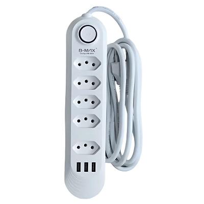 Filtro De Linha C- 3 Entradas Usb - 5 Tomadas - Tripolar - B-max