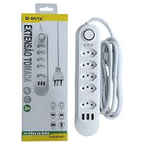 Filtro De Linha C- 3 Entradas Usb - 5 Tomadas - Tripolar - B-max - 2