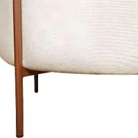 Puff Decorativo Redondo Para Sala Pés De Ferro Elon Bege Bronze Linho - 6