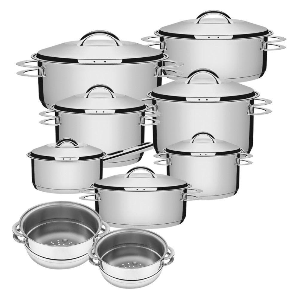 Jogo De Panelas Solar 9 Peças Em Aço Inox Fundo Triplo Tramontina - 1