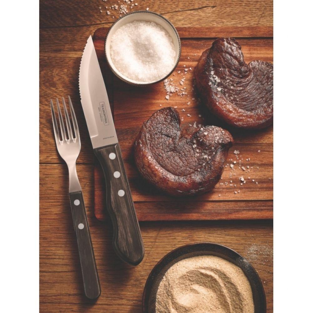 Jogo de Talheres Churrasco Jumbo 12 Peças Inox/Castanho - 4