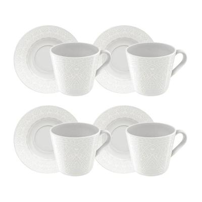 Conjunto 4 Xícaras E Pires Para Chá Porcelana Decorada Alicia 180ml - Tramontina