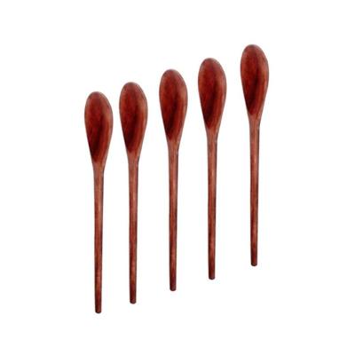 Kit 5 Peças Colher De Pau Madeira Modelo Média 38 Cm