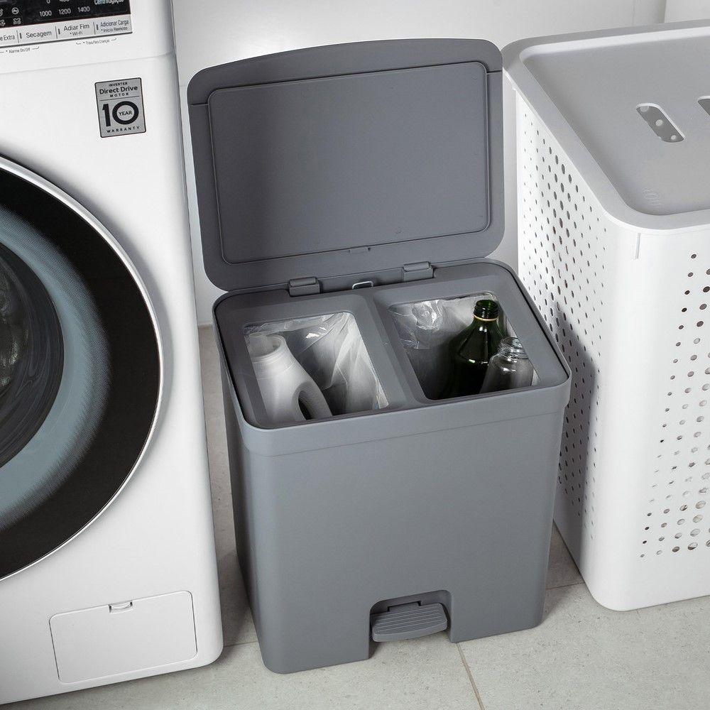 Lixeira Com Pedal Trium 20 L Com Duplo Compartimento Branco - 6