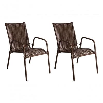2 Cadeira Varanda Jardim Tropical Junco Fibra Sintética Varanda Lazer