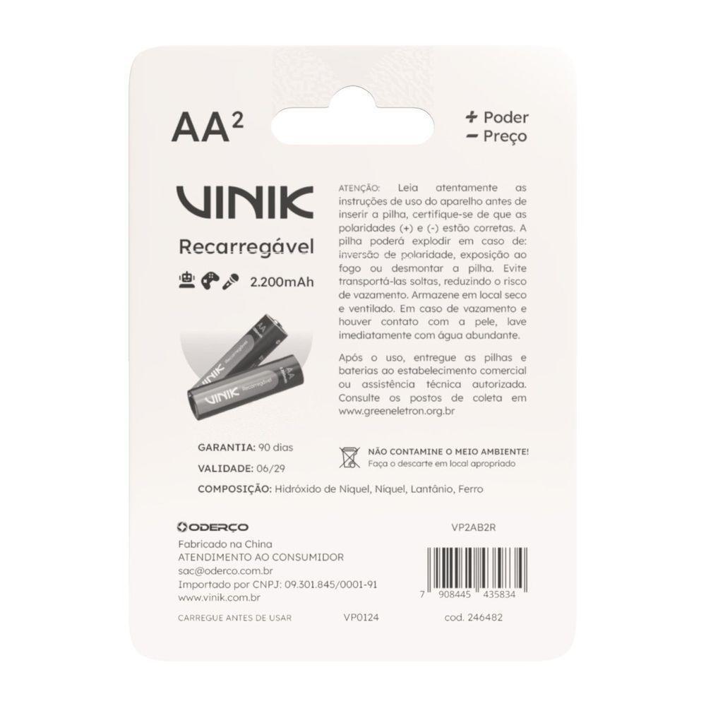 Pilha Recarregável Aa C-2 - 2200mah 1.2v - Vp2ab2r - 3