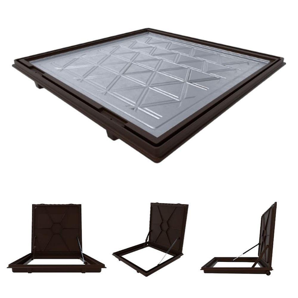 Tampa Casa Maquina 80x80cm Com Rebaixo Para Alumínio Marrom - 1