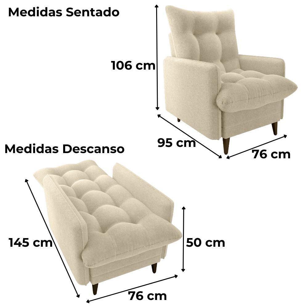 Poltrona De Amamentaçao E Puff Montreal Boucle F492 Milani Store Natural - 3