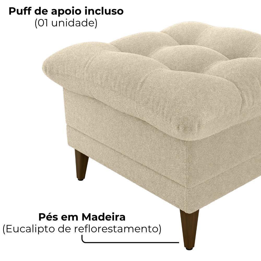 Poltrona De Amamentaçao E Puff Montreal Boucle F492 Milani Store Natural - 7