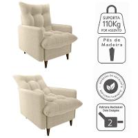 Poltrona De Amamentaçao E Puff Montreal Boucle F492 Milani Store Natural - 5