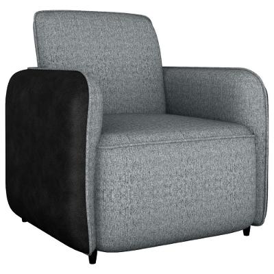 Poltrona Decorativa Zuquire 76 Cm Linho Vancouver Corino Preto Milani Store Cinza