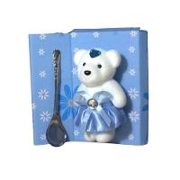 Kit Caneca Presente Ursinho E Colher + Urso De Pelucia Azul - 2