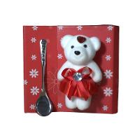 Kit Caneca Presente Ursinho E Colher + Urso De Pelucia Vermelho - 2