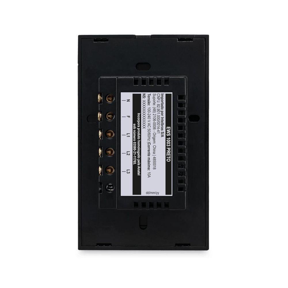 Interruptor Smart Wi-fi Touch 3 Preto Ews 1003 4850018 - 4