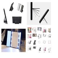 Espelho Led Maquiagem De Bolsa Triplo Com Aumento Dobravel Portatil Iluminacao Mesa Bancada Viagem Camarim