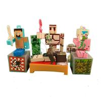 Kit Cartelado Conjunto Minecraft 2 Bonecos + 1 Villager + 1 Enderman + 1 Creeper + 1 Cama + Espadas
