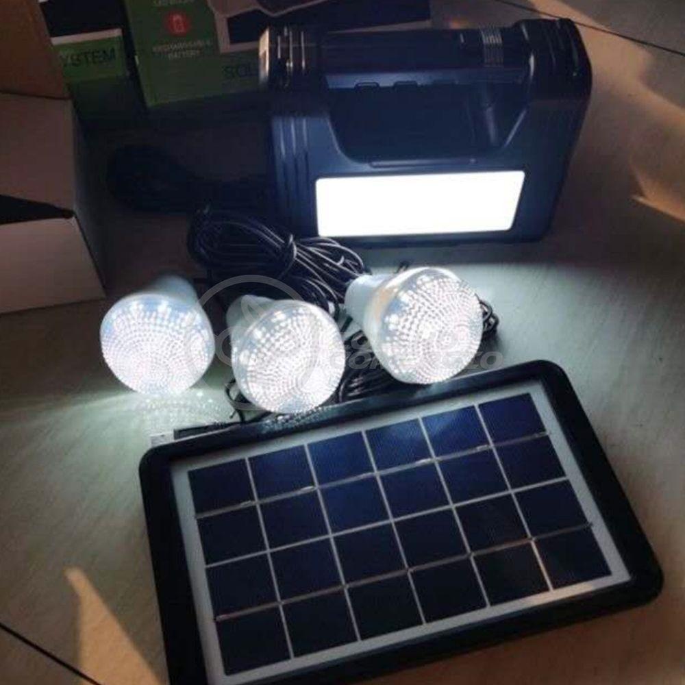 Kit Lanterna Placa Solar Carregador Portatil Energia Emergência Painel Lampadas Acampamento Camping - 3