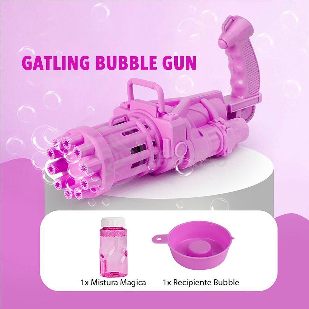 Máquina Elétrica Brinquedo Tiktok Lança Bolhas Sabão Mágica Criança Infantil Rosa - 3