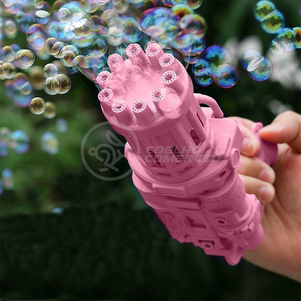 Máquina Elétrica Brinquedo Tiktok Lança Bolhas Sabão Mágica Criança Infantil Rosa - 4