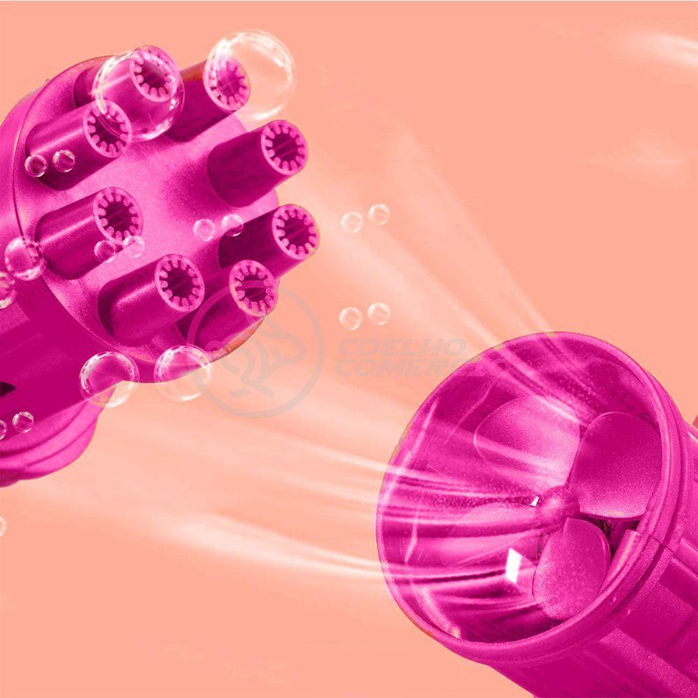Máquina Elétrica Brinquedo Tiktok Lança Bolhas Sabão Mágica Criança Infantil Rosa - 5