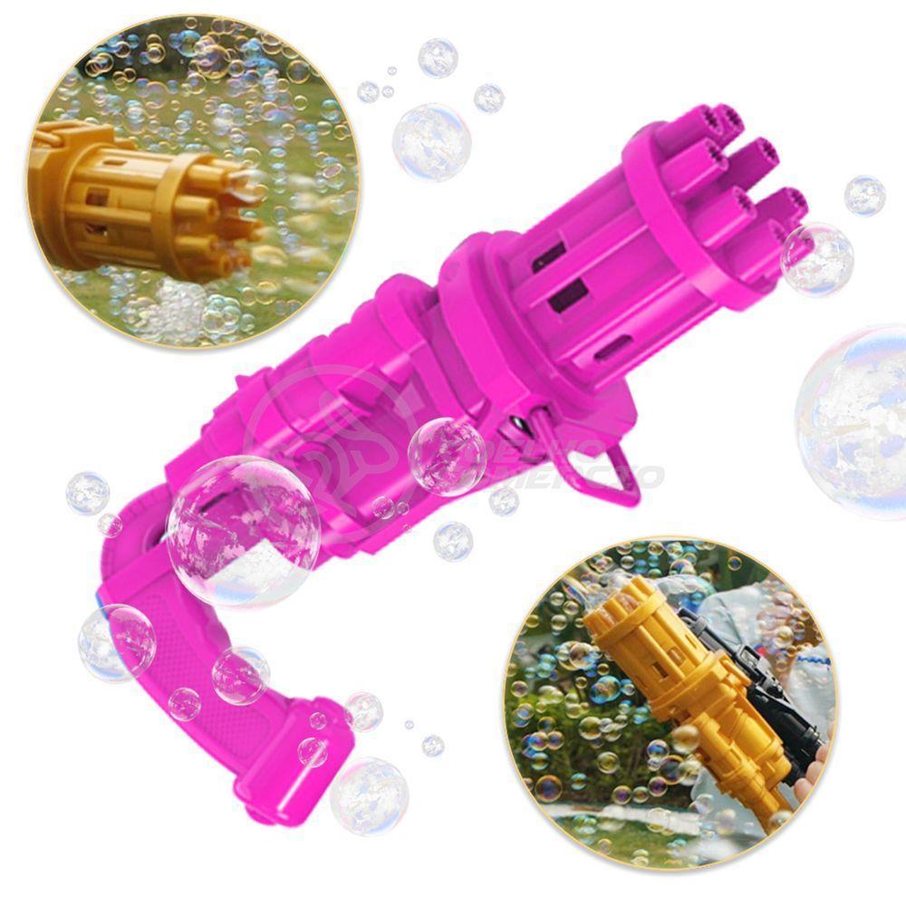 Máquina Elétrica Brinquedo Tiktok Lança Bolhas Sabão Mágica Criança Infantil Rosa - 8