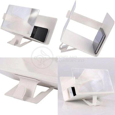 Lupa Ampliadora Tela De Celular Aumentar Smartphone 3d Universal Hd Portátil Dobrável Leve - Branca