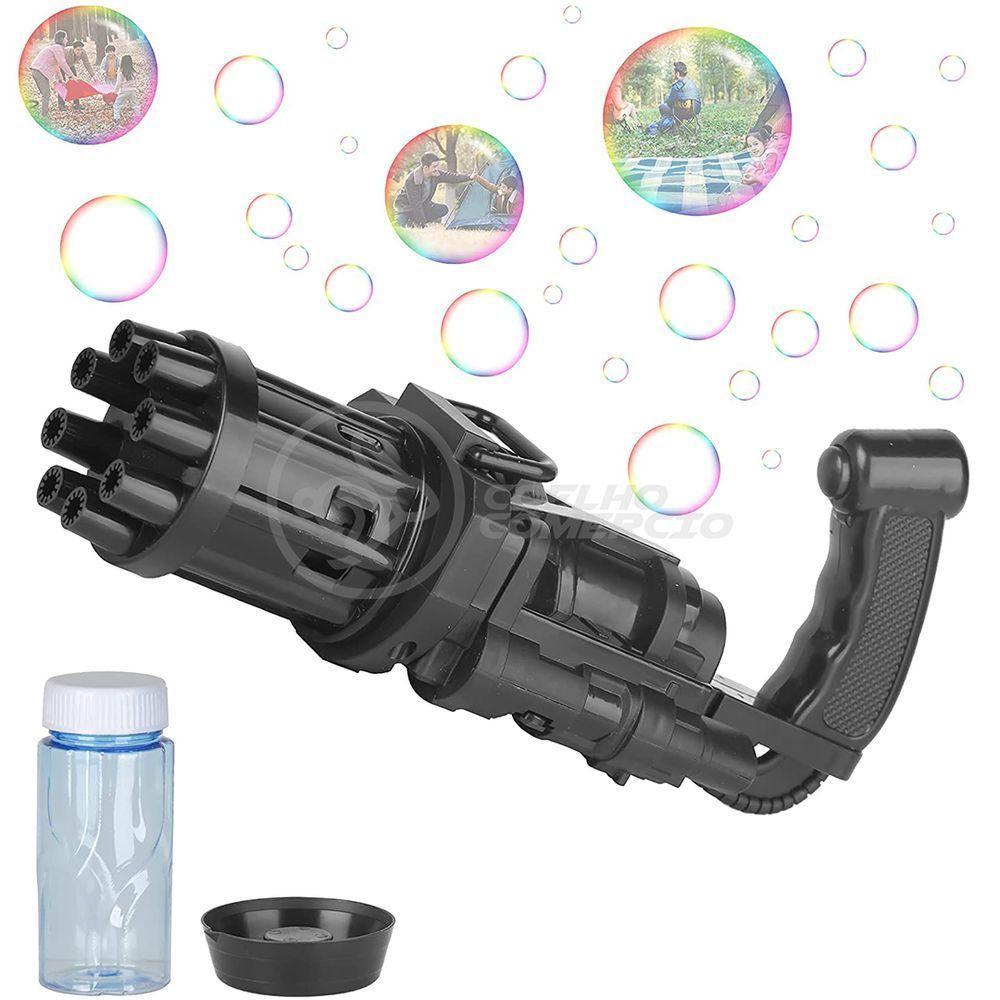 Máquina Elétrica Brinquedo Tiktok Lança Bolhas Sabão Mágica Criança Infantil - Preto - 7