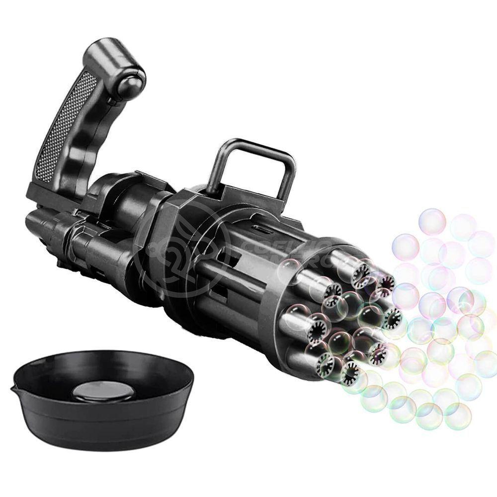 Máquina Elétrica Brinquedo Tiktok Lança Bolhas Sabão Mágica Criança Infantil - Preto - 4