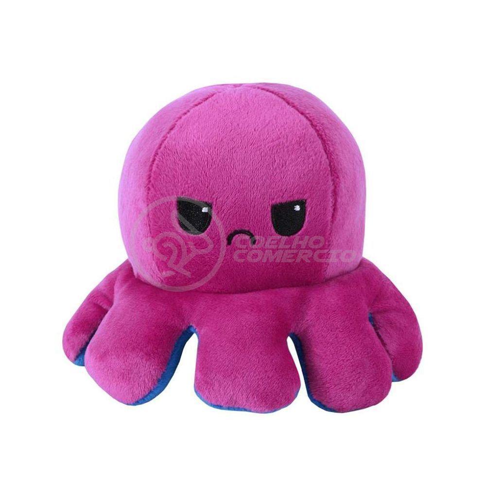 Polvo Reversível Bipolar De Pelúcia Humor Feliz E Bravo 2 Em 1 Tiktok Fofinho Macio - Azul E Roxo - 1