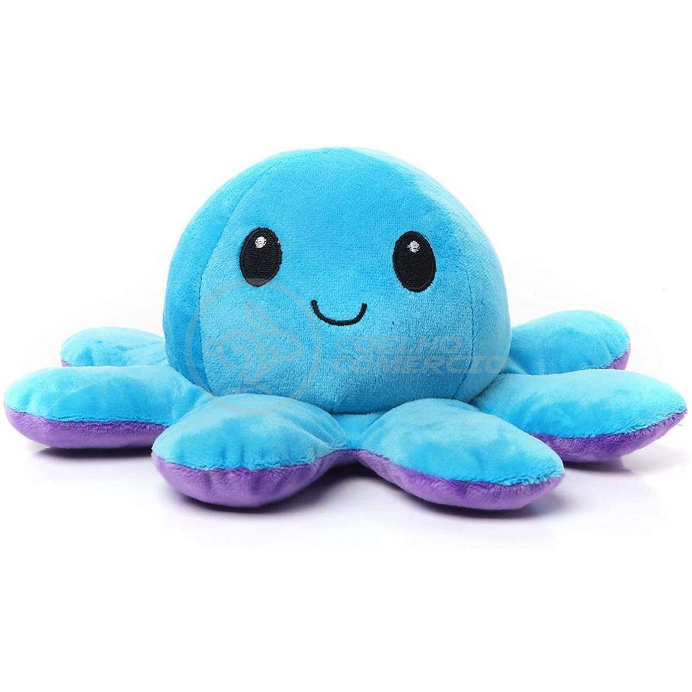 Polvo Reversível Bipolar De Pelúcia Humor Feliz E Bravo 2 Em 1 Tiktok Fofinho Macio - Azul E Roxo - 7