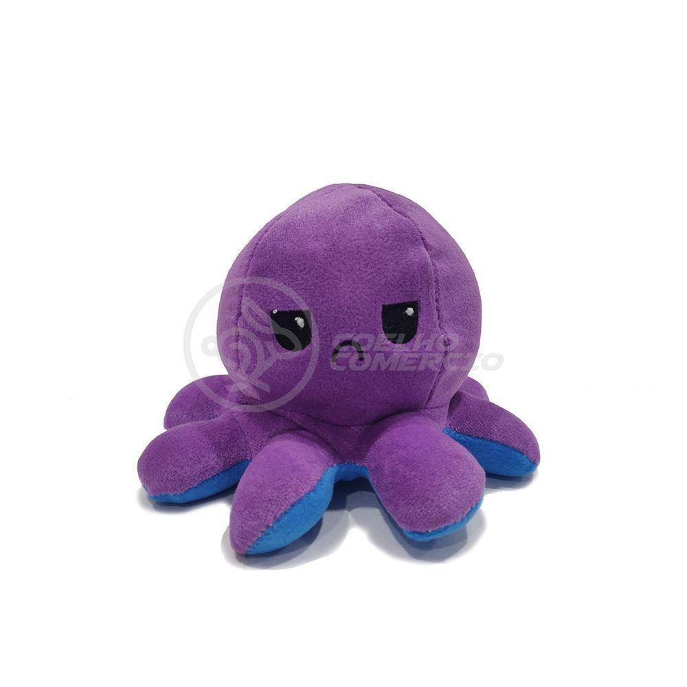 Polvo Reversível Bipolar De Pelúcia Humor Feliz E Bravo 2 Em 1 Tiktok Fofinho Macio - Azul E Roxo - 9