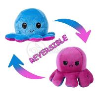 Polvo Reversível Bipolar De Pelúcia Humor Feliz E Bravo 2 Em 1 Tiktok Fofinho Macio - Azul E Roxo - 3