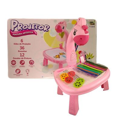 Projetor Para Desenho Infantil Mesa Pintura De Projeção Magica Brinquedos Aprendizagem Girafa Rosa
