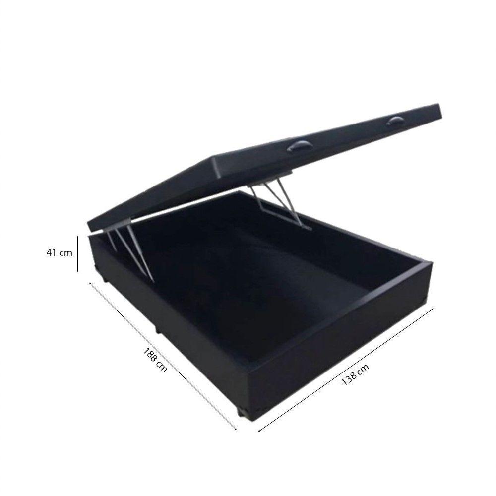 Cama Box Baú Casal Tecido Sintético Preto Com Colchão 138 Toronto Molas Ensacadas Branco D33 - 2