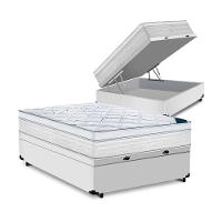 Cama Box Baú Casal Tecido Sintético Branco Com Colchão Toronto Molas Ensacadas Branco D33 - 1