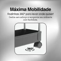 Estante Móvel Compacta 4 Andares Em Plástico Cinza Com Rodas Giratórias - 3