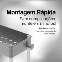 Estante Móvel Compacta 4 Andares Em Plástico Cinza Com Rodas Giratórias - 5