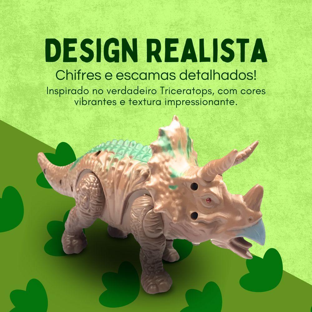 Brinquedo Dinossauro Triceratops Com Som E Luz Com Movimento 23cm - 3