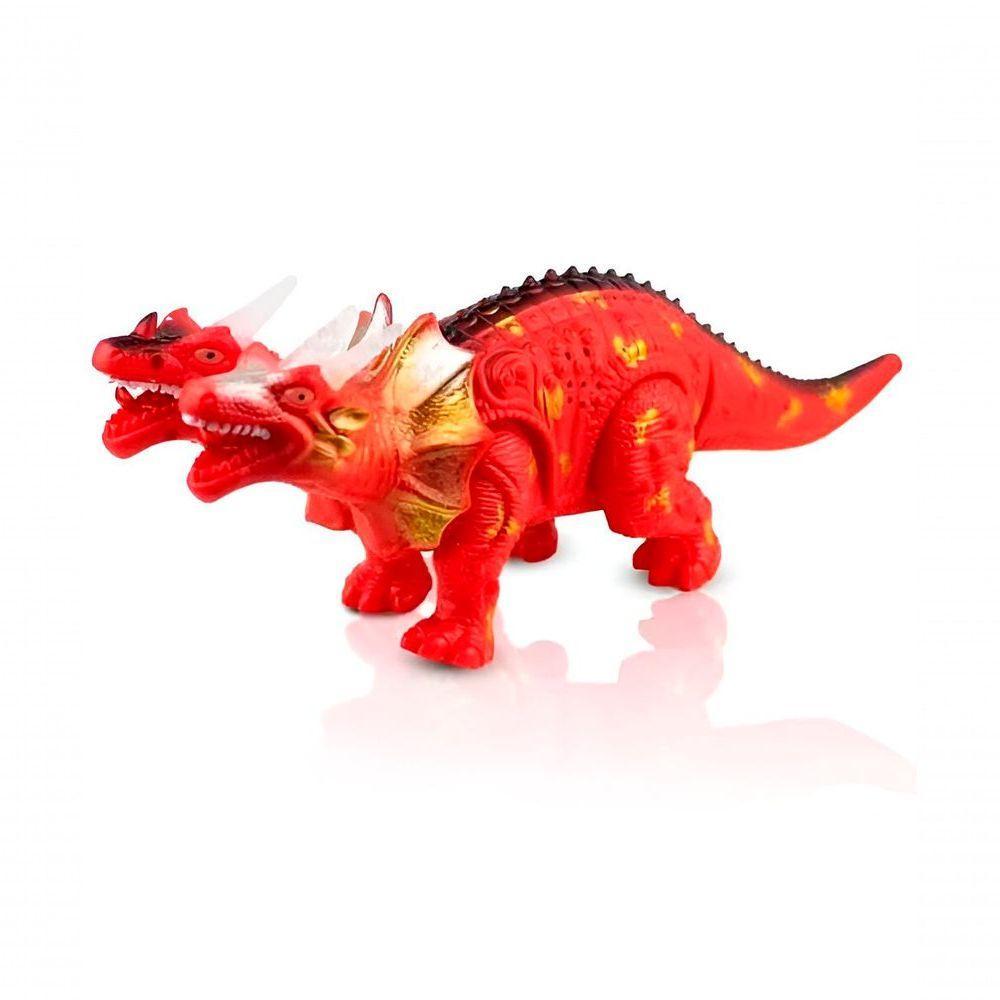 Dragão De Brinquedo 2 Cabeças Com Luzes Leds Movimento E Som Vermelho - 2