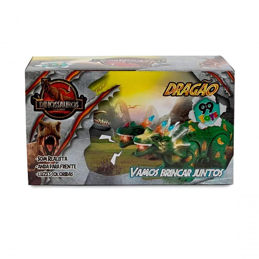 Dragão De Brinquedo 2 Cabeças Com Luzes Leds Movimento E Som Vermelho - 3