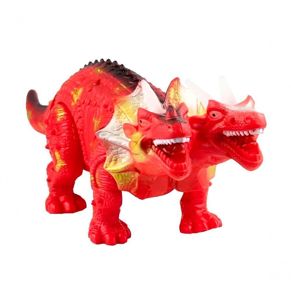 Dragão De Brinquedo 2 Cabeças Com Luzes Leds Movimento E Som Vermelho - 4
