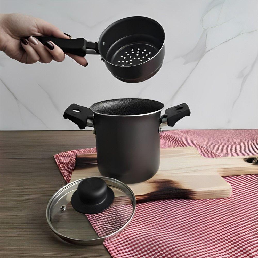 Mini Cuscuzeira Grafite 10 Cm 0,8 L Com Cabo Em Alumínio Com Revestimento Antiaderente Multiflon - 3