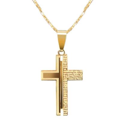 Cordão Banhado Ouro Aço + Pingente Pai Nosso + Saquinho Moda Masculina Casual Social Dourado