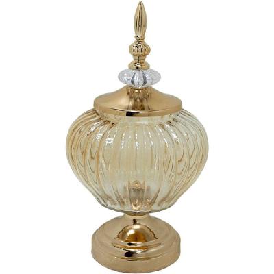 Bomboniere Pote Decorativo Em Bronze Vidro Doces E Biscoitos