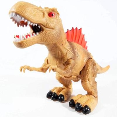Brinquedo Dinossauro Rex Com Som Luzes Led Anda Solta Vapor Marrom